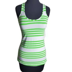 Lululemon scoop neck racerback green white stripe tank size small